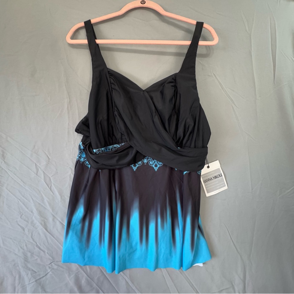 Hanna Nikole Womens Plus Size 24W Tankini Beach Vacation Tropical Swimwear READ